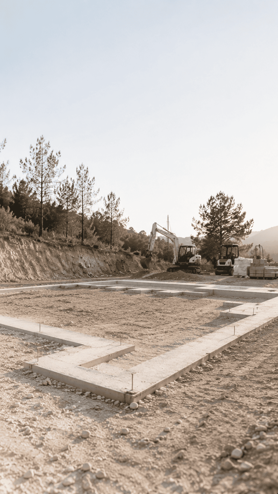 Imagen que muestra un sitio de construcción con estructuras y operarios trabajando.